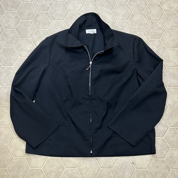 Women’s Black STUDIO WORKS Petite Zip Front Collared Light Jacket Coat - Picture 1 of 16